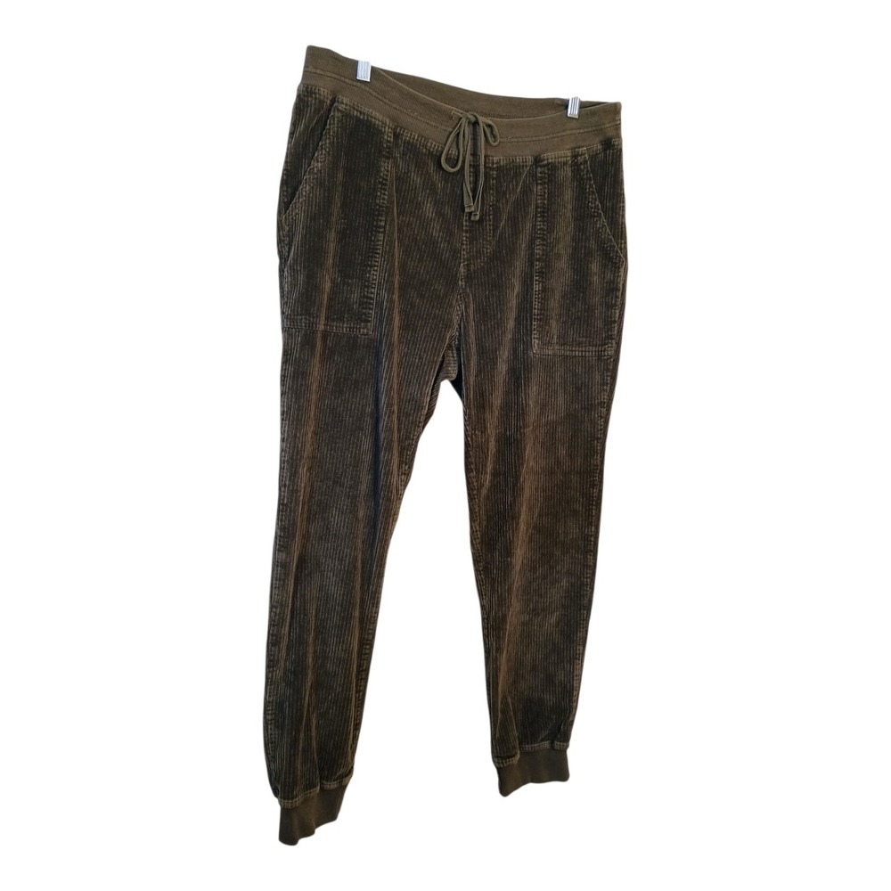 XCVI Wearables Olive Green Corduroy Drawstring Jogger Pants Womens Size XL READ